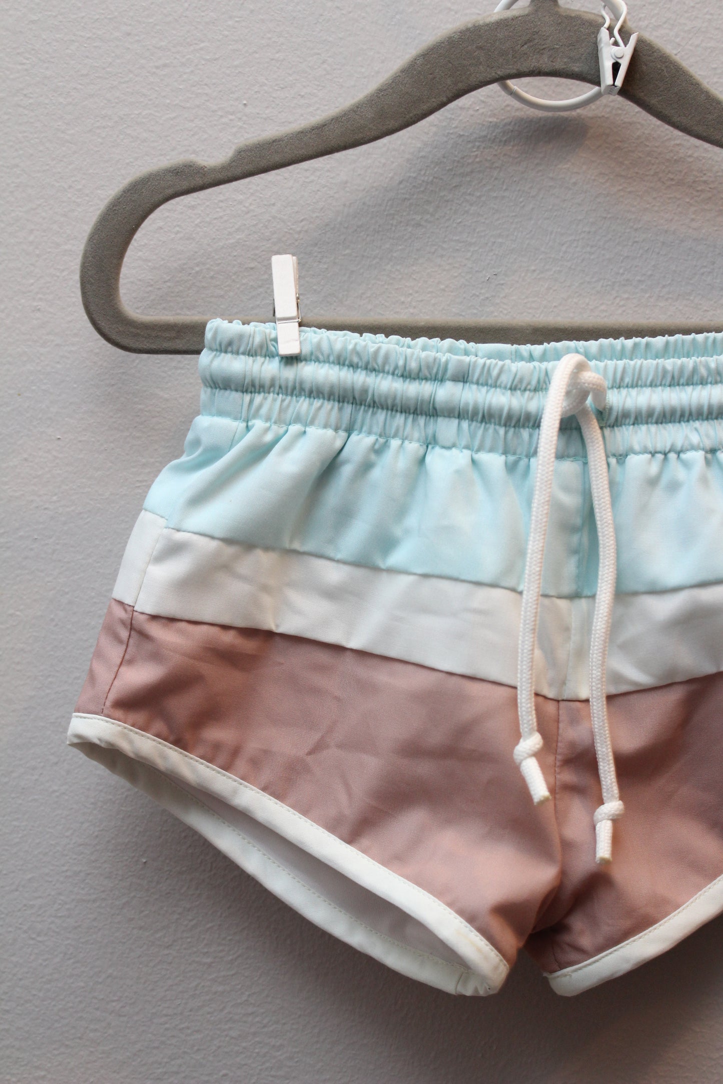 Little Lamb Co • Tan & Blue Swim Trunks • 2T