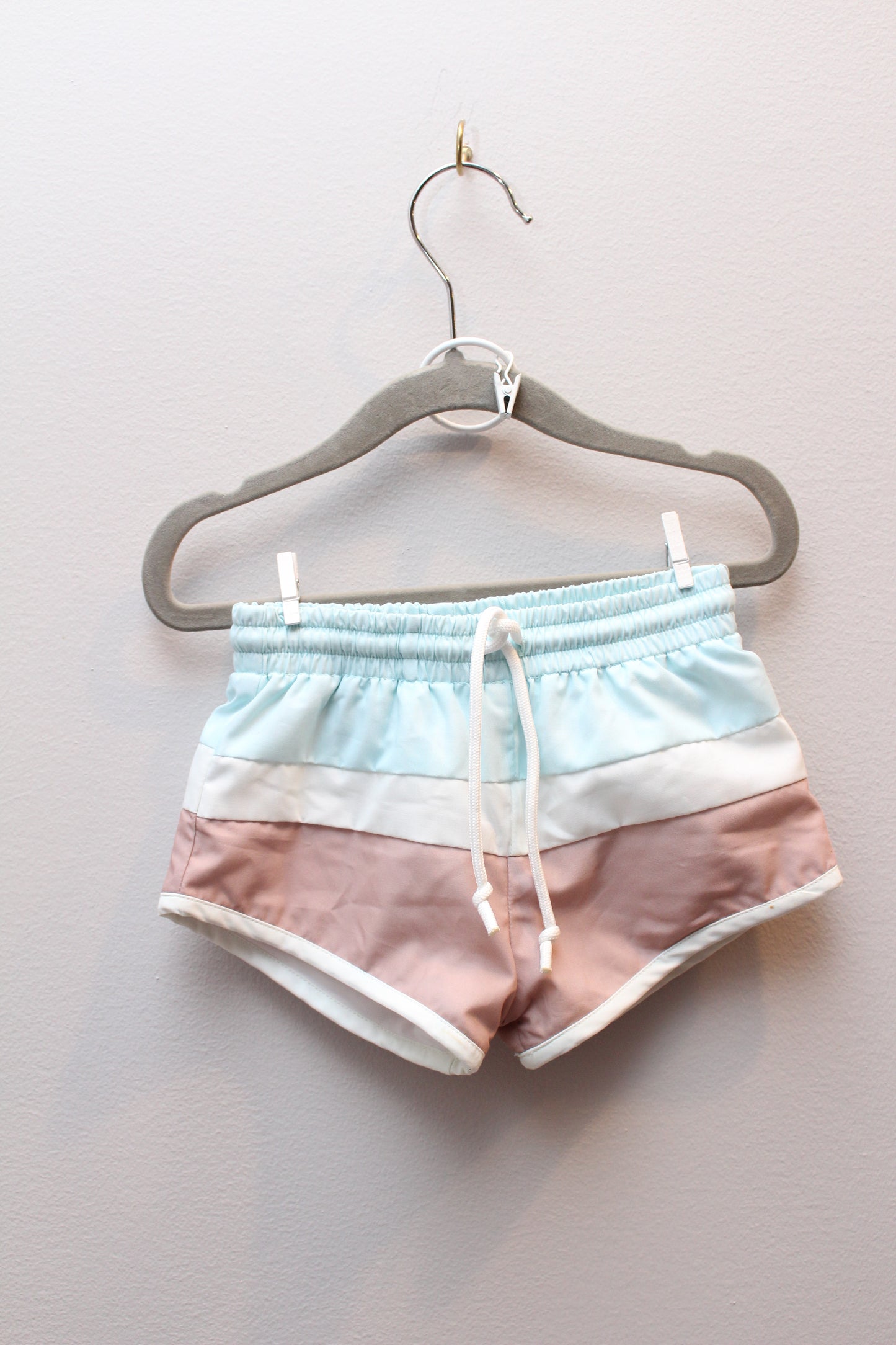 Little Lamb Co • Tan & Blue Swim Trunks • 2T