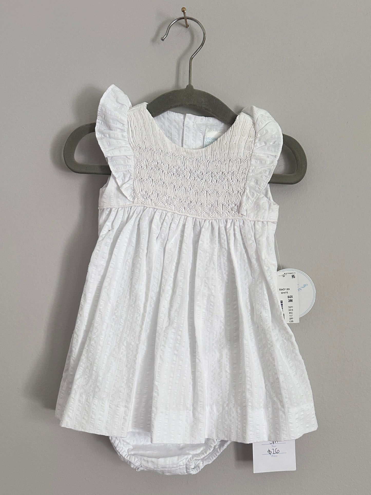 Edgehill Collection • NWT White Smocked Diaper Set • 3 Months
