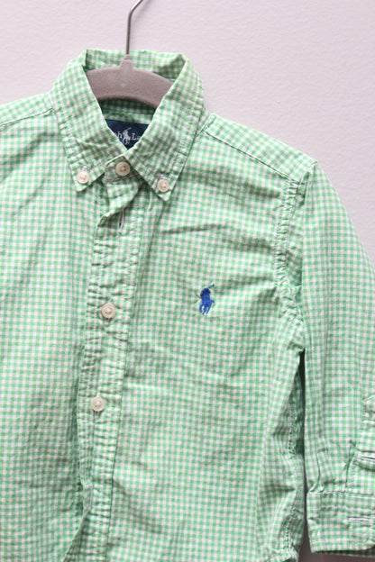 Ralph Lauren • Green Gingham Button Down Shirt • 18 Months