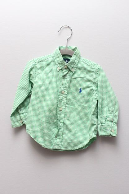 Ralph Lauren • Green Gingham Button Down Shirt • 18 Months