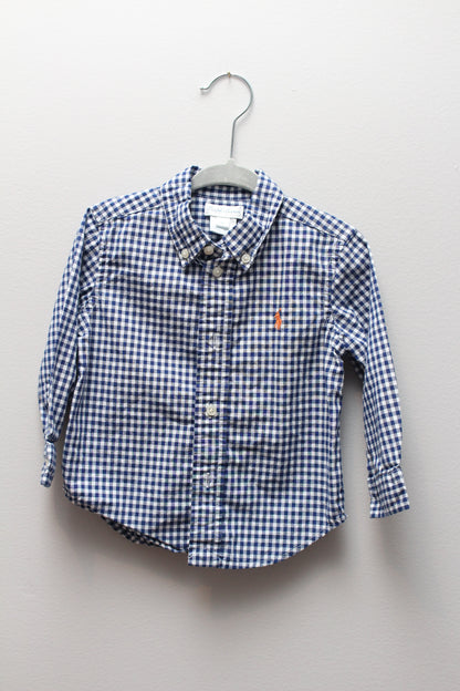 Ralph Lauren • Blue Ginghgam Button Down Shirt • 18 Months