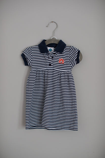 Creative Knitwear • Navy Blue & White Stripe Auburn Dress • 6-9 Months