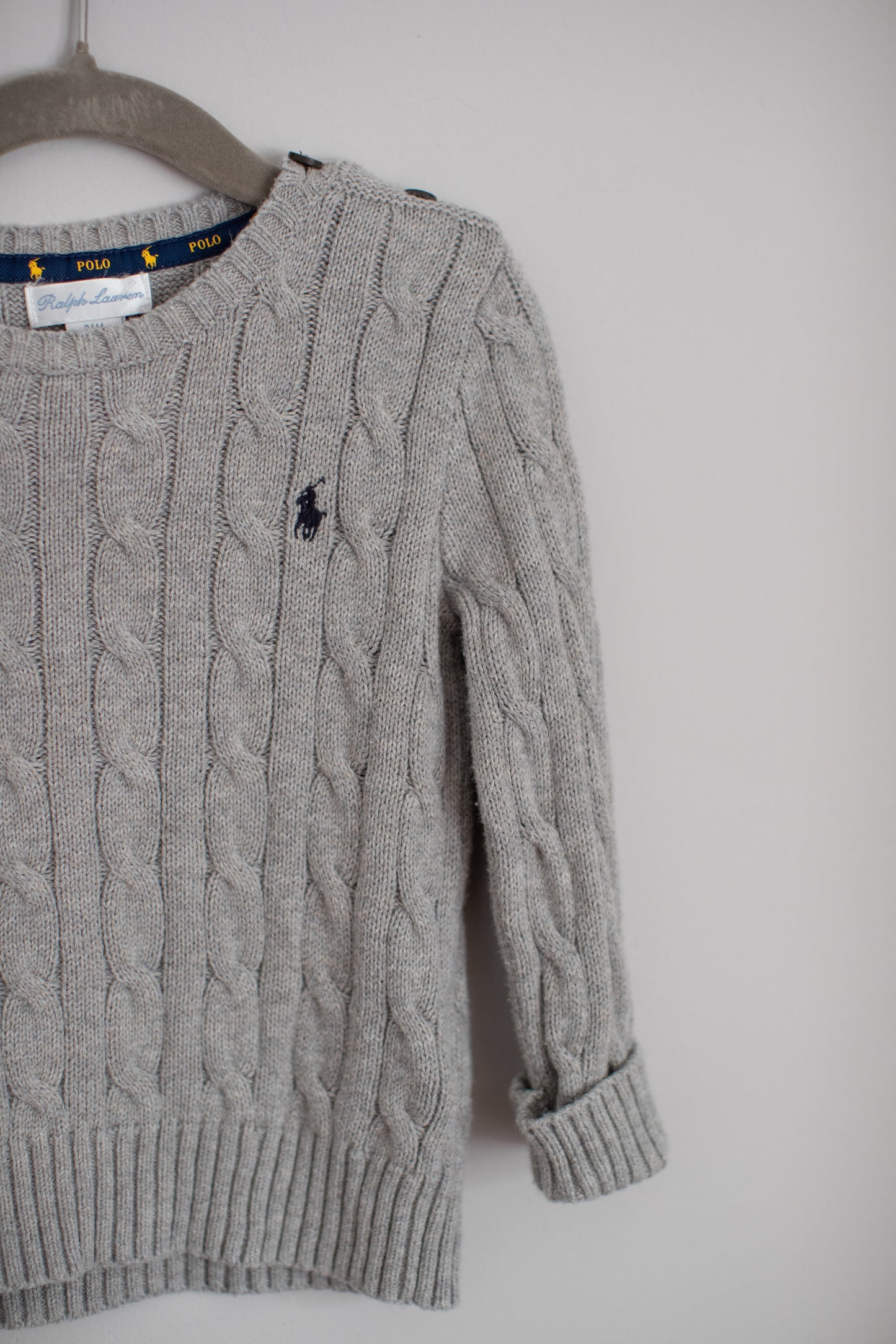 Ralph Lauren • Grey Cableknit Sweater • 24 Months