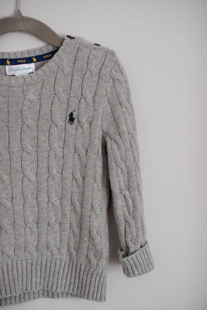 Ralph Lauren • Grey Cableknit Sweater • 24 Months