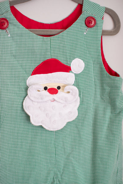 Zuccini • Reversible Green Gingham Santa Longall • 2T