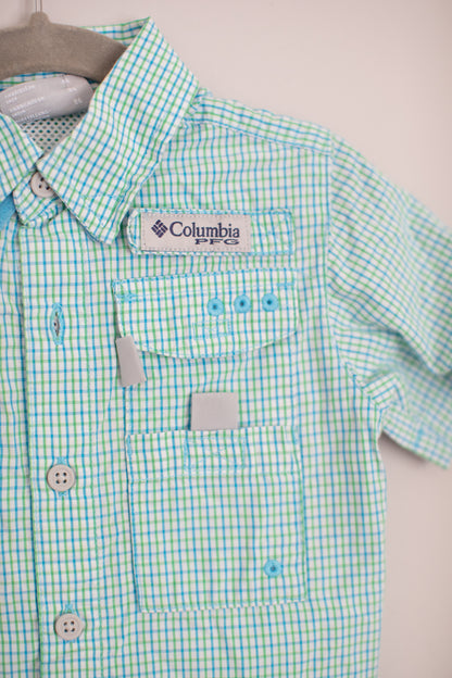 Columbia • Green & Blue Plaid Fishing Shirt • 2T