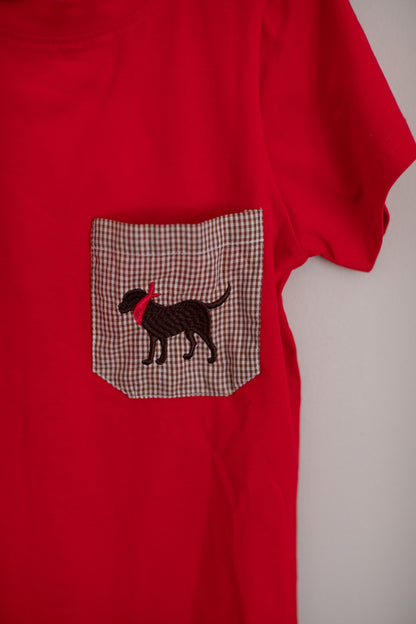 Smocking Dog Boutique • Red Dog Pocket Shirt • 5T