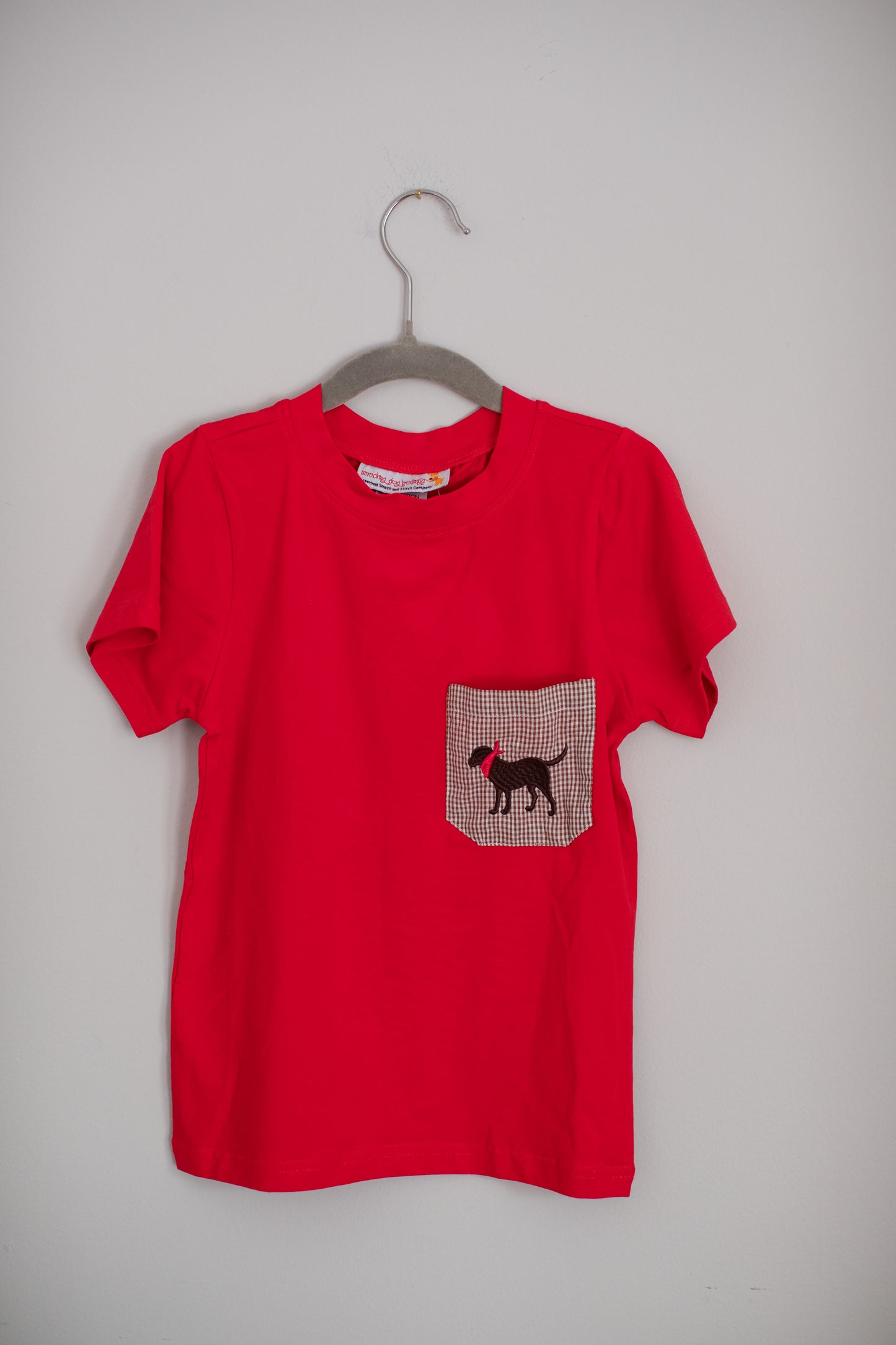 Smocking Dog Boutique • Red Dog Pocket Shirt • 5T