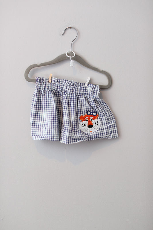 Boutique Brand • Blue Checked Aubie Applique Skirt • No Tag (~ 18 Months)