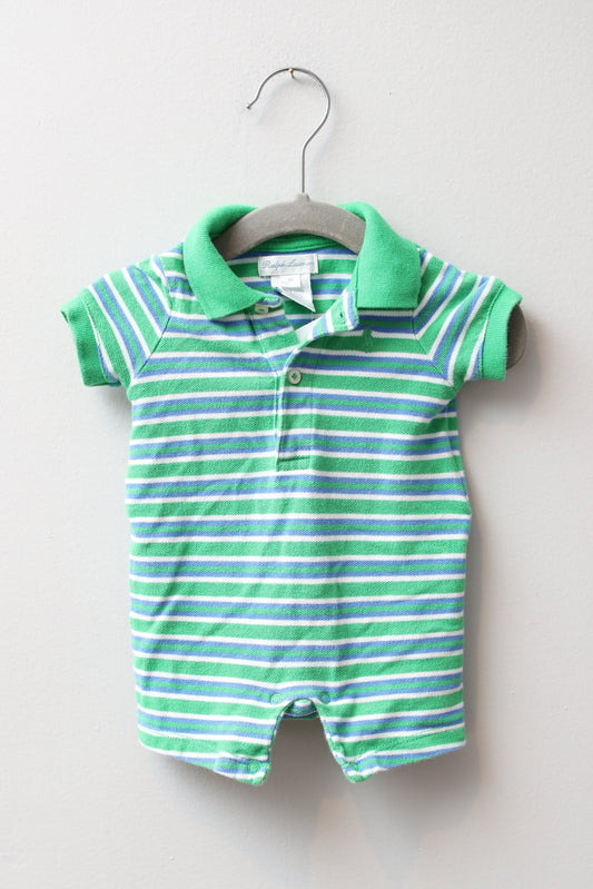 Ralph Lauren • Green & White Stripe Romper • 3 Month