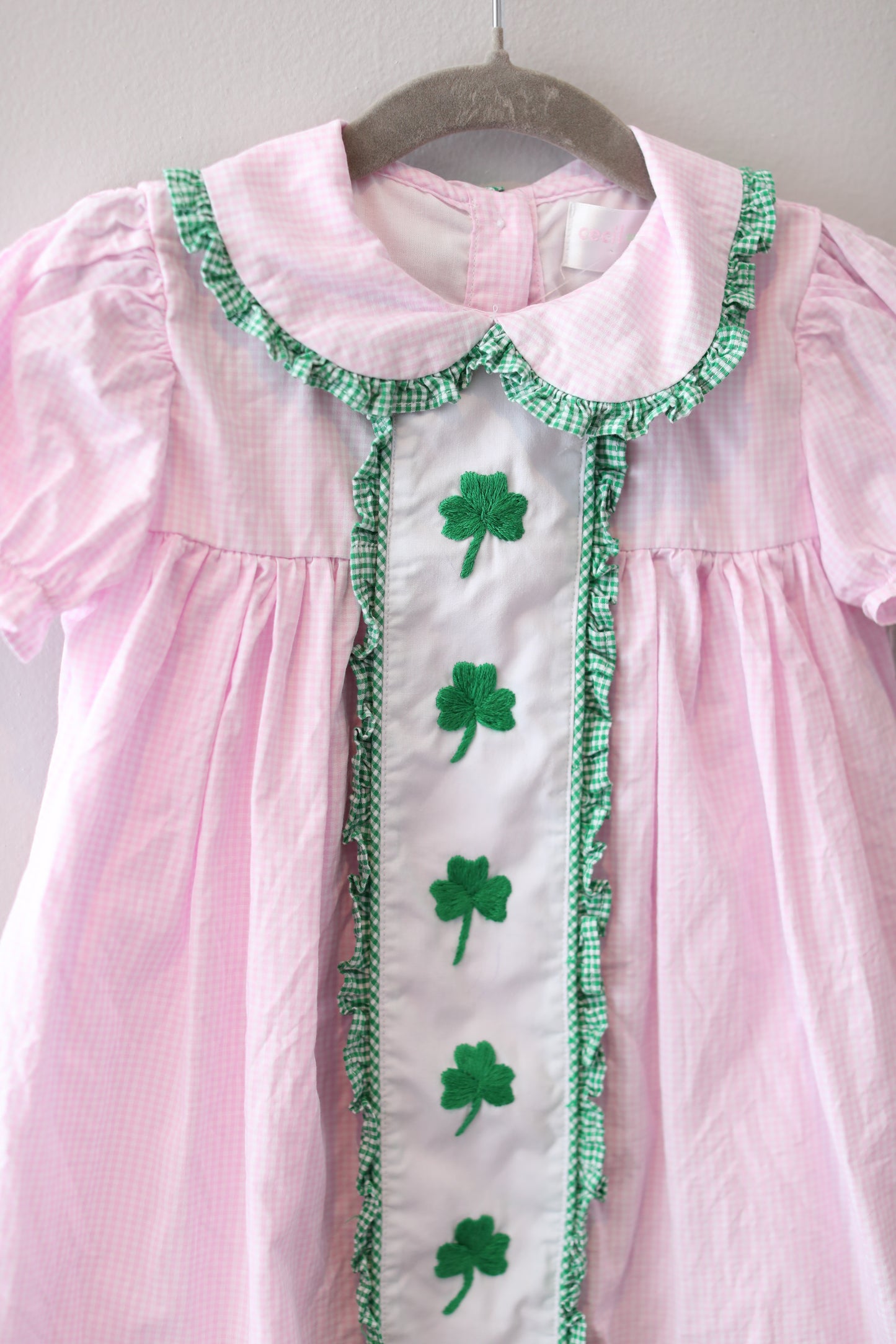 Cecil & Lou • PInk Gingham Shamrock Dress • 3T