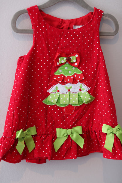 Rare Editions • Red & White Polka Dot Tree Applique Jumper • 12 Months