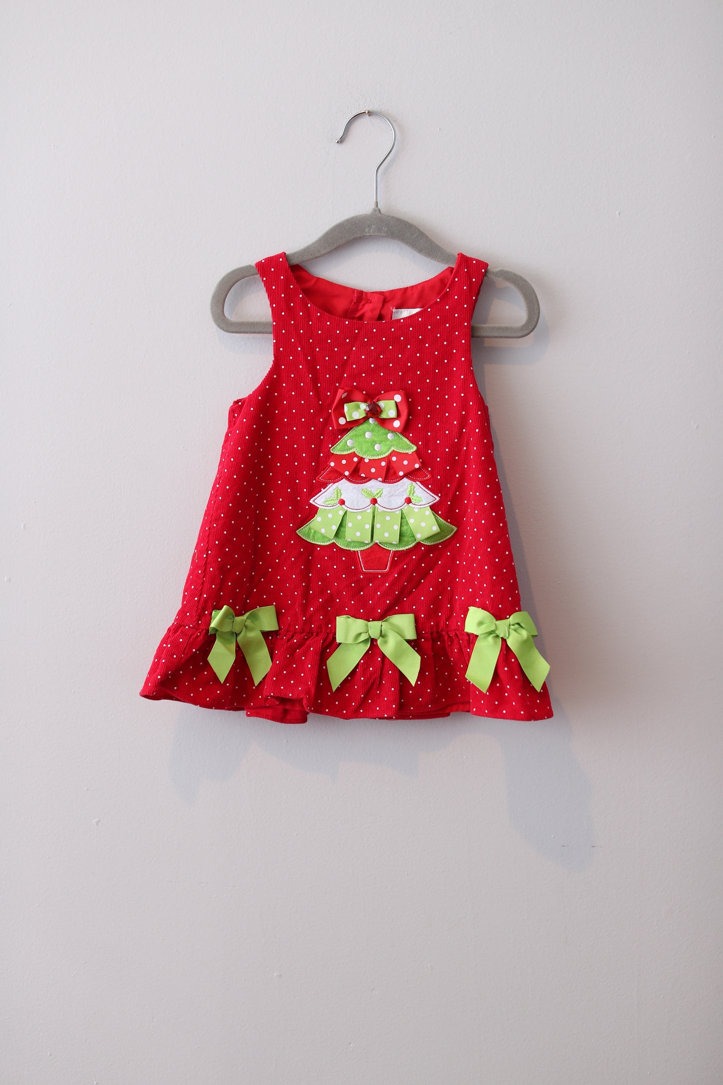 Rare Editions • Red & White Polka Dot Tree Applique Jumper • 12 Months