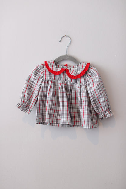 Eliza James Kids • Grey & Red Plaid Top • 6 Months