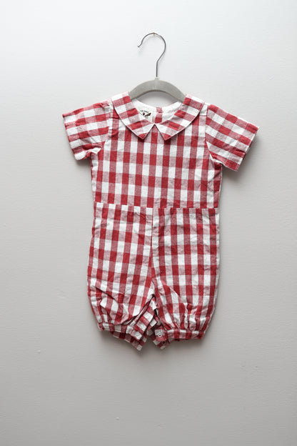 The Oaks • Red & White Gingham Romper • 9 Months