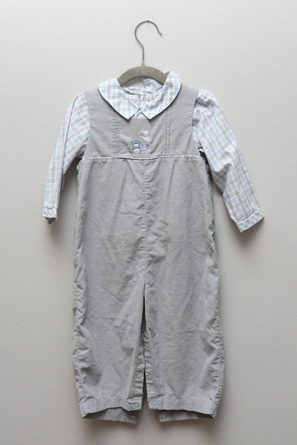 Petit Ami • Grey Train Applique Longall • 24 months