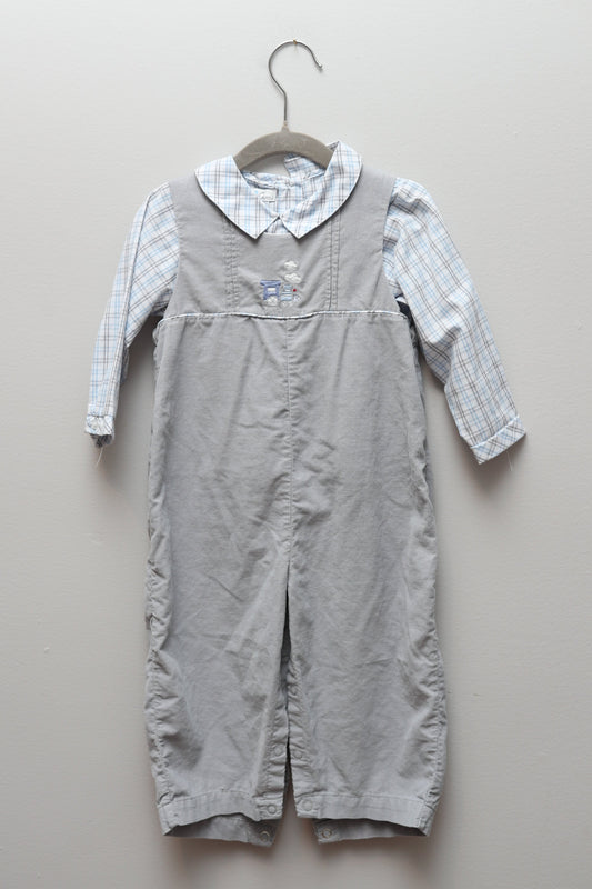 Petit Ami • Grey Train Applique Longall • 24 months