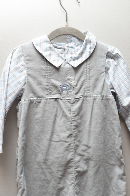 Petit Ami • Grey Train Applique Longall • 24 months