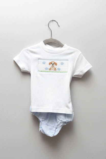 Vive La Fete • NWT Dog Smocked Diaper Set • 6 Months