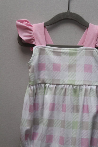 Boutique Brand • Pink & Green Plaid Bubble • 2T