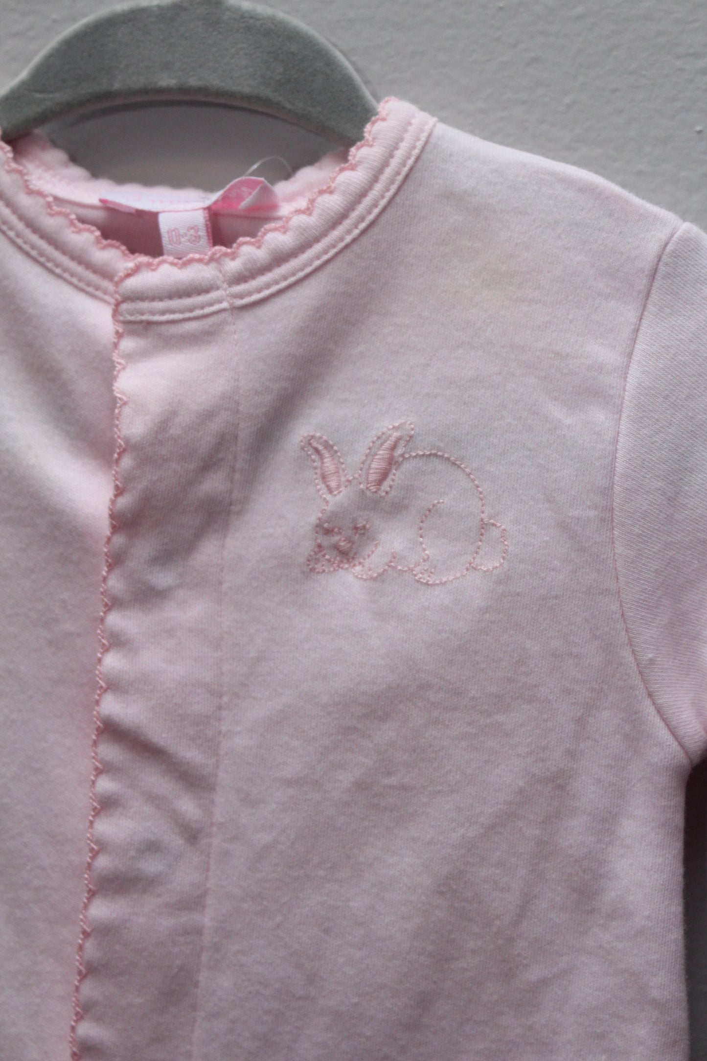 3 Marthas • Pink Bunny Embroidered Converter Gown • 0-3 Months