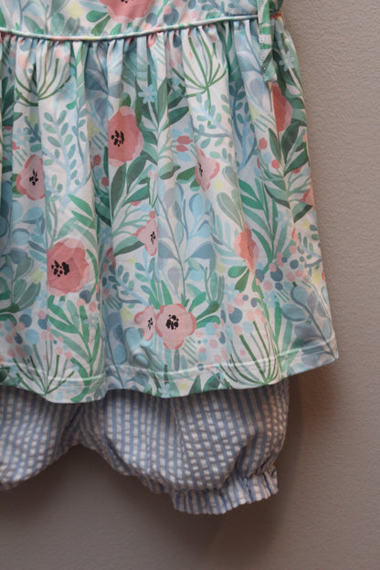 Busy Bees • Blue Floral Diaper Set • 3T