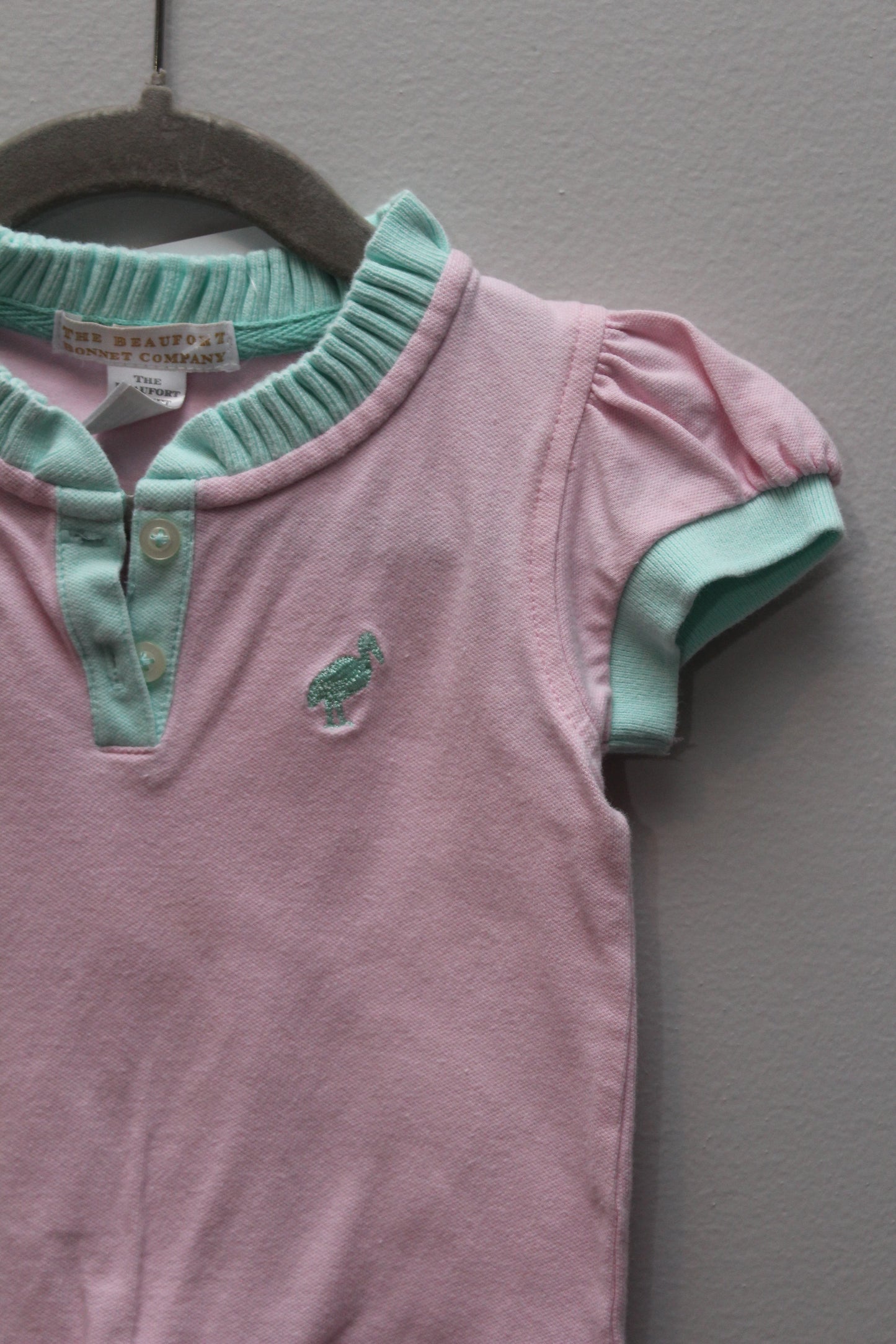 Beaufort Bonnet • Pink & Mint Ruffle Neck Polo • 2T