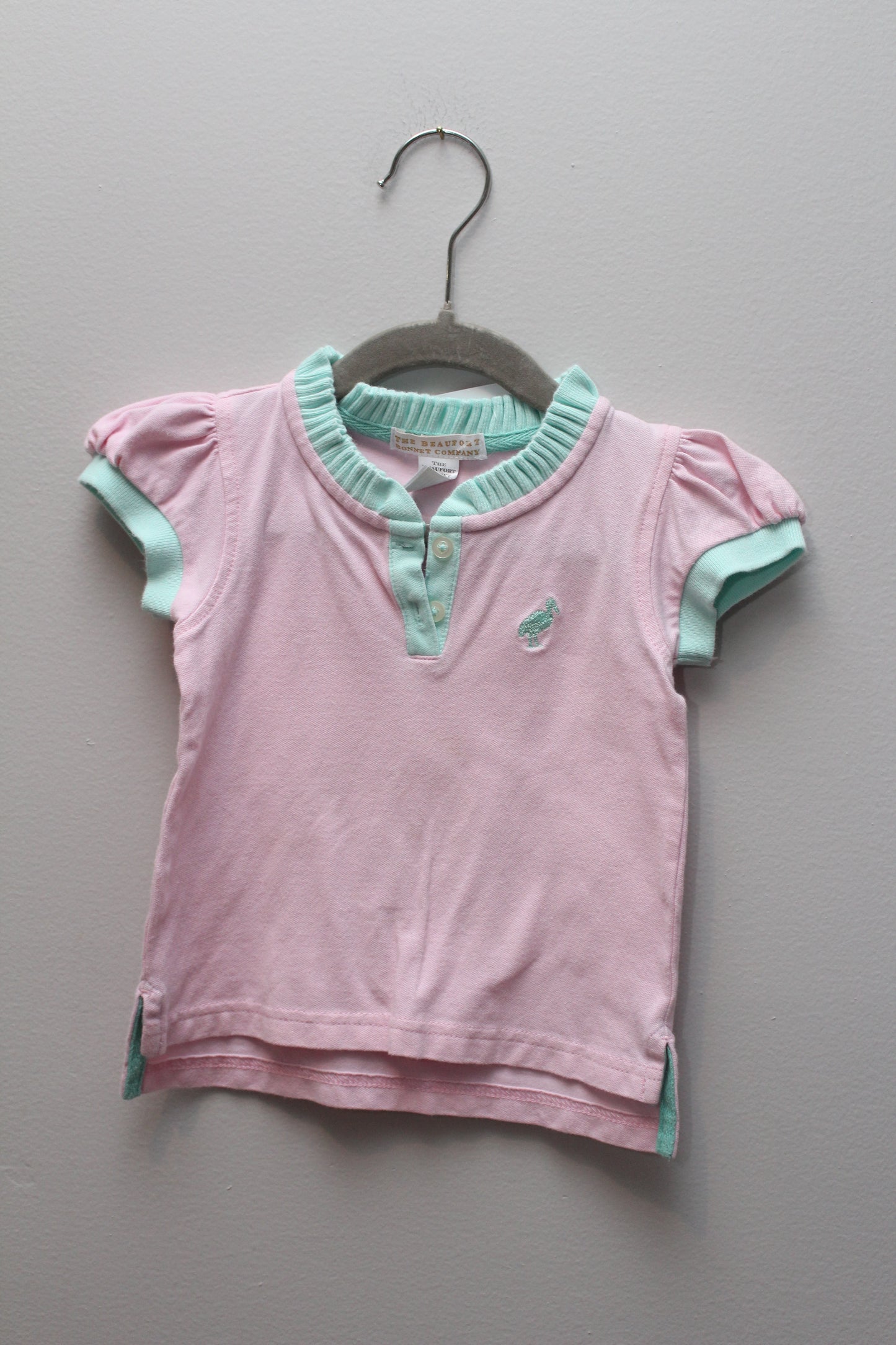 Beaufort Bonnet • Pink & Mint Ruffle Neck Polo • 2T