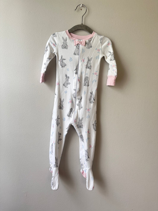 Beaufort Bonnet • White Bunny Themed One Piece PJs • 18/24 Months
