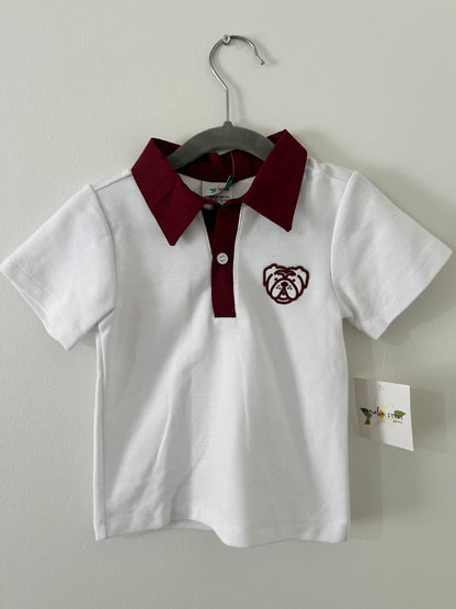 Magnolia Steel • NWT White Bulldog Embroidered Polo • 3T