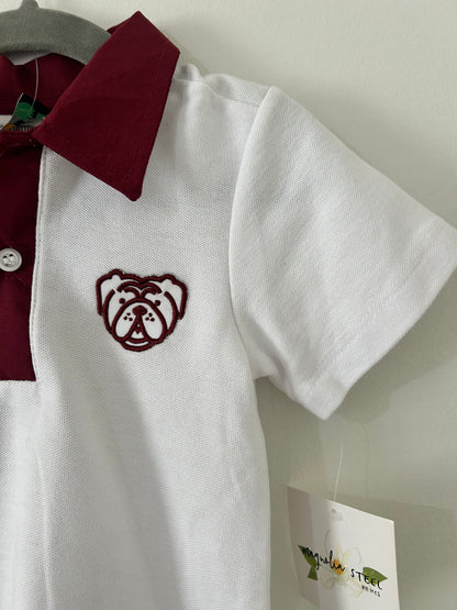 Magnolia Steel • NWT White Bulldog Embroidered Polo • 3T