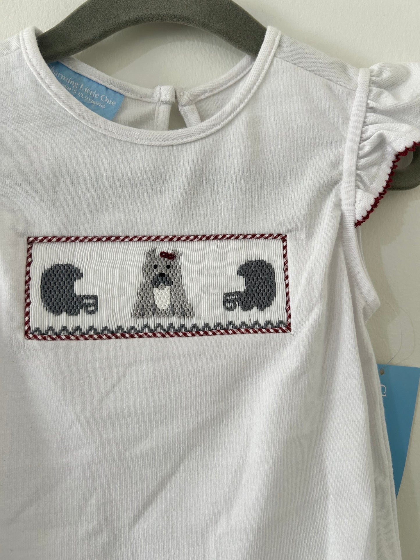 Charming Little One • NWT Bulldog Football Smocked Short Set • 2T