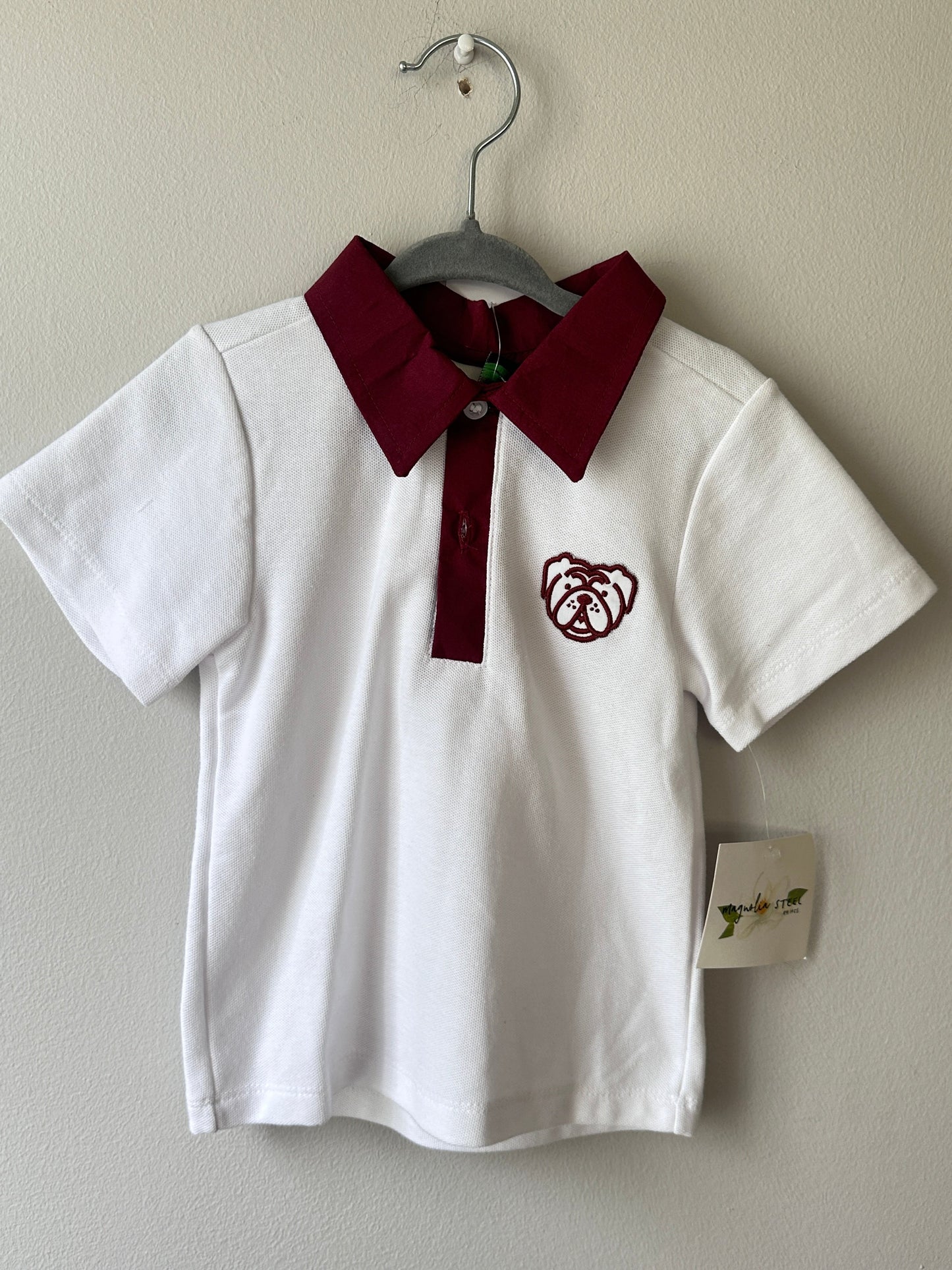 Magnolia Steel • NWT White Bulldog Polo • 3T