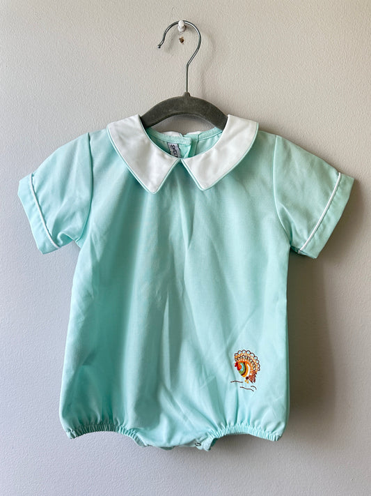 Sweet Dreams • NWT Teal Turkey Embroidered Bubble • 9 Months