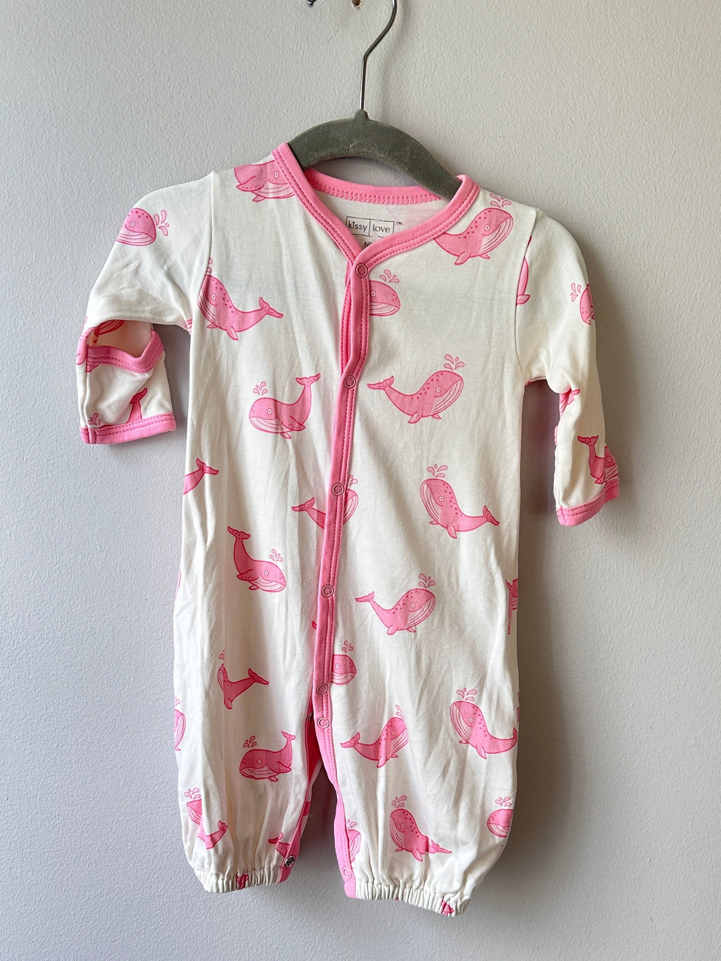 Kissy Love • White & Pink Whale Converter Gown • Newborn
