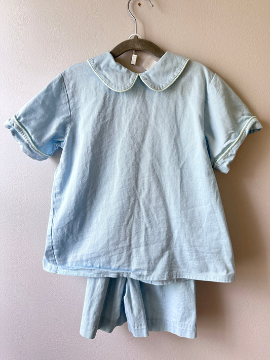 Hannah Kate • Blue w/ Teal Piping Short Set • 5T